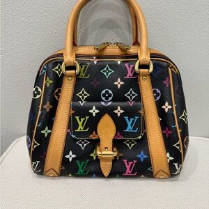 Louis Vuitton Priscilla Multicolor Black Takashi Murakami Monogram Handbag